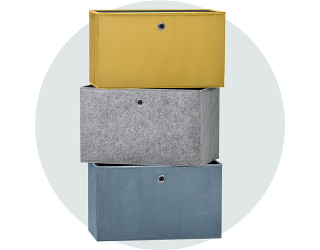 Aufbewahrungsboxen - Aufbewahrungsboxen aus Cord und Filz