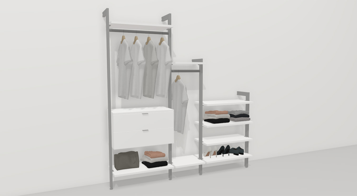 Begehbarer Schrank unter der Dachschräge im Regalplaner