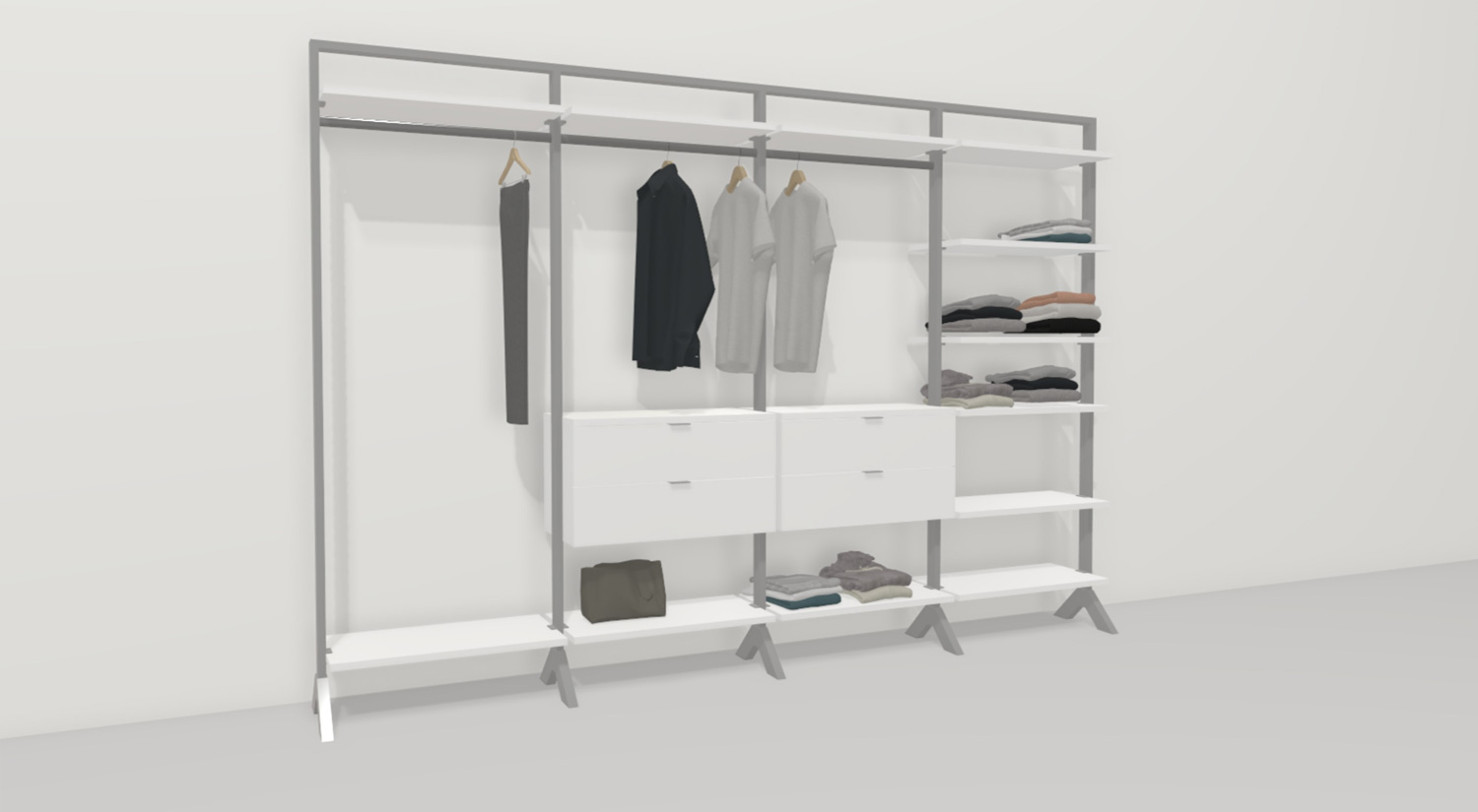 Begehbarer Kleiderschrank als freistehende Variante