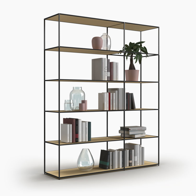 black metal bookcase