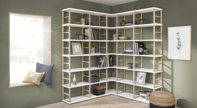 Corner Shelf Unit, Corner Bookcase Wall Unit Design