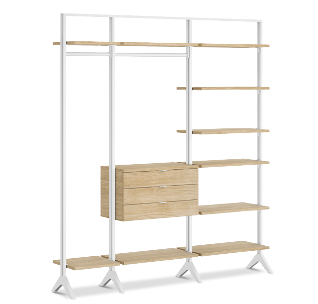 Kleiderständer elegantes Design » Hier kaufen | REGALRAUM Regal mit Glasböden und Kleiderstange