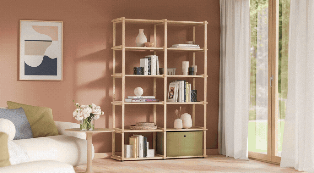 Wooden Shelving Unit AIKO - Preconfigured modules
