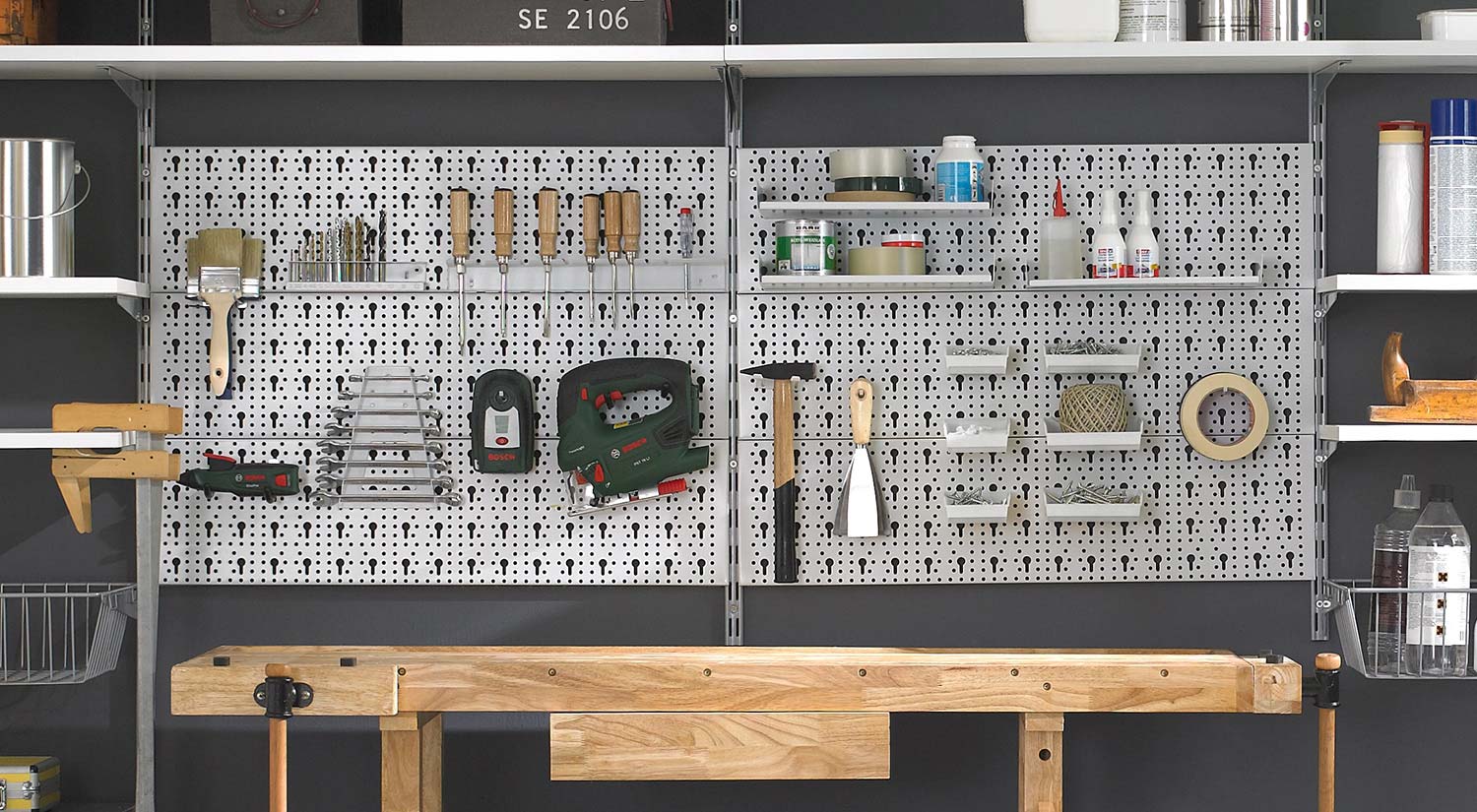 Organizador de herramienta control de pared 30-wrk-400wb estándar panel  perforado mesa de trabajo de metal, 30-WRK-400 GW