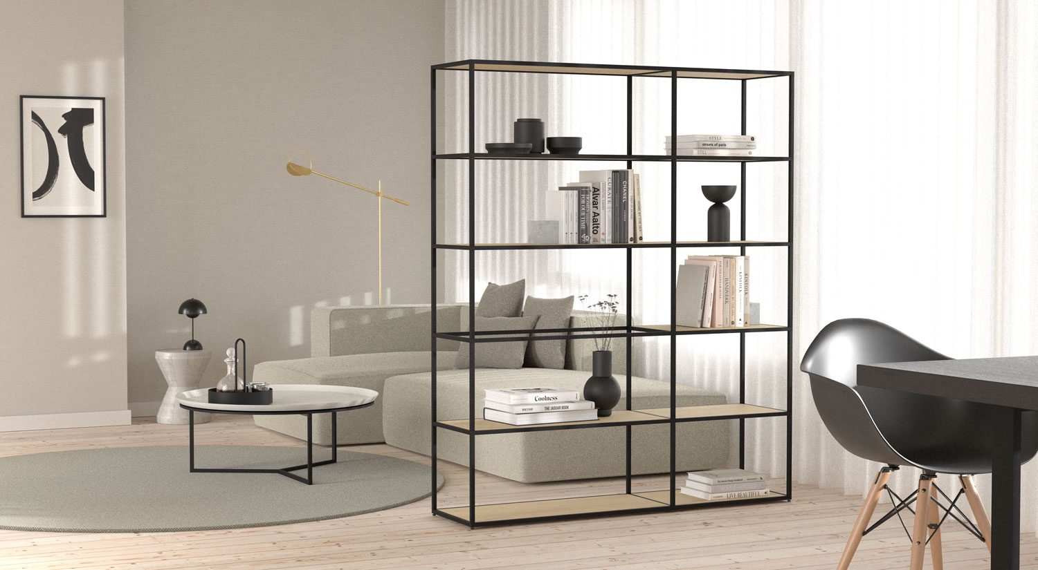 30 Freestanding Shelving Systems That Double As Room Dividers - Vurni   Wooden room dividers, Freestanding room divider, Hanging room dividers
