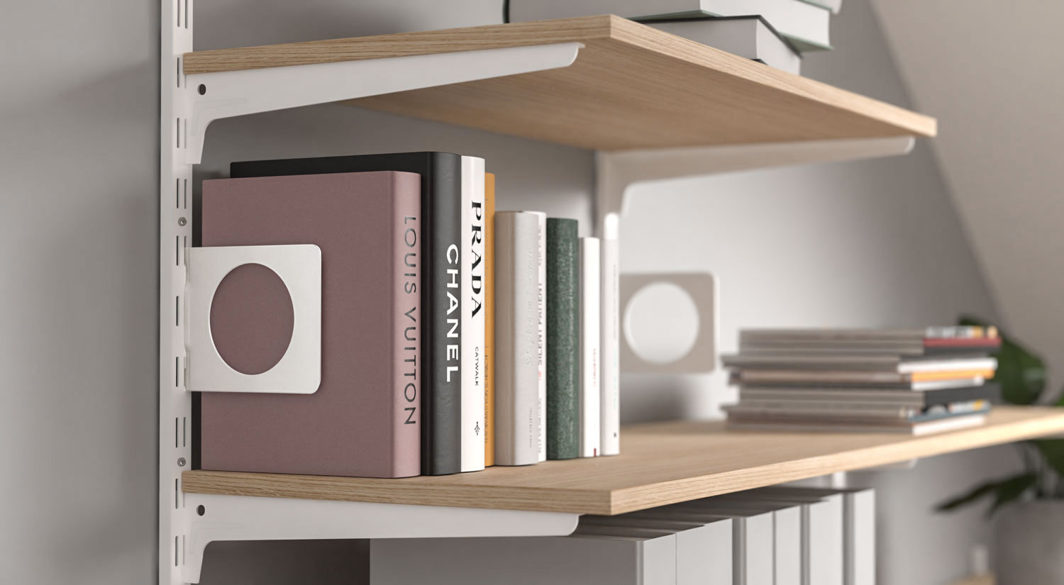 Crémaillère et console - P-SLOT double crémaillère avec équerre console et serre-livres