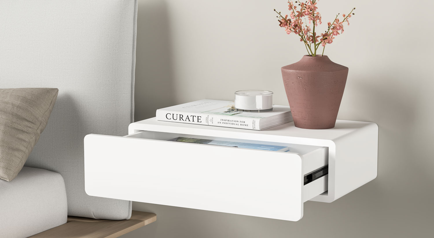 Étagère tiroir - CASSY comme table de nuit en blanc