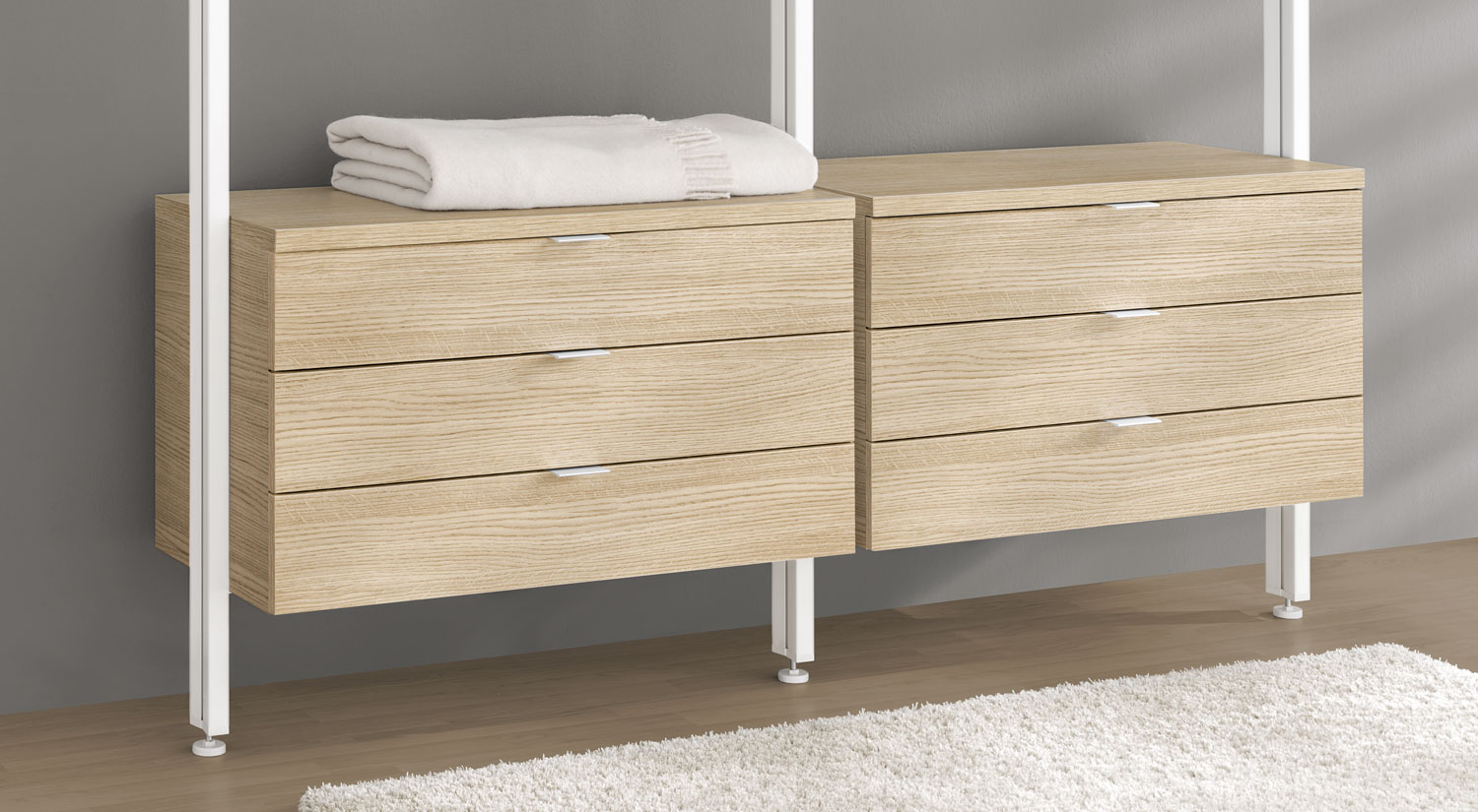 Étagère tiroir - Meuble à tiroir dans un CLOS-IT Dressing modulable chene