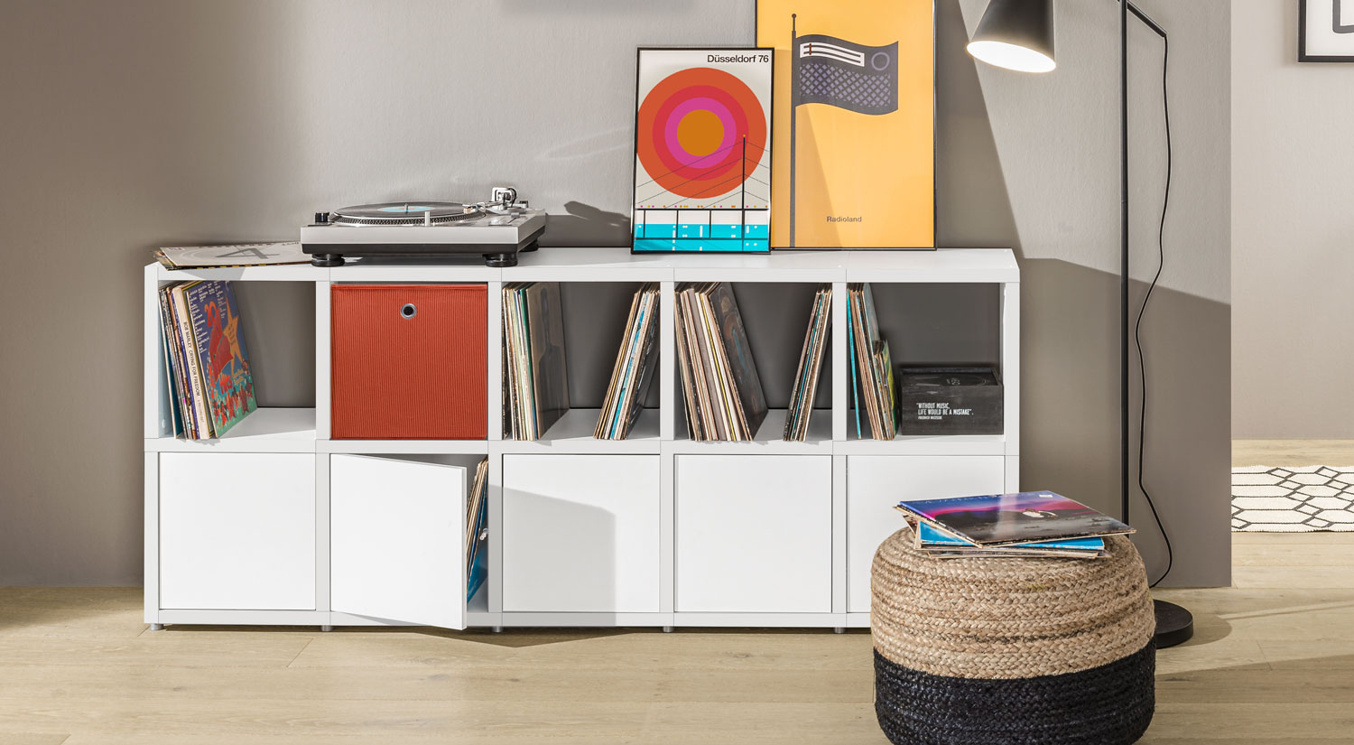 Meuble Vinyle - BOON Crédence de vinyle en  blanc