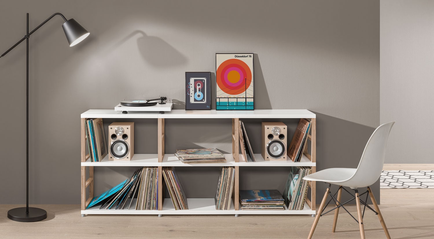 Meuble Vinyle - MAXX Etagère record bois blanc