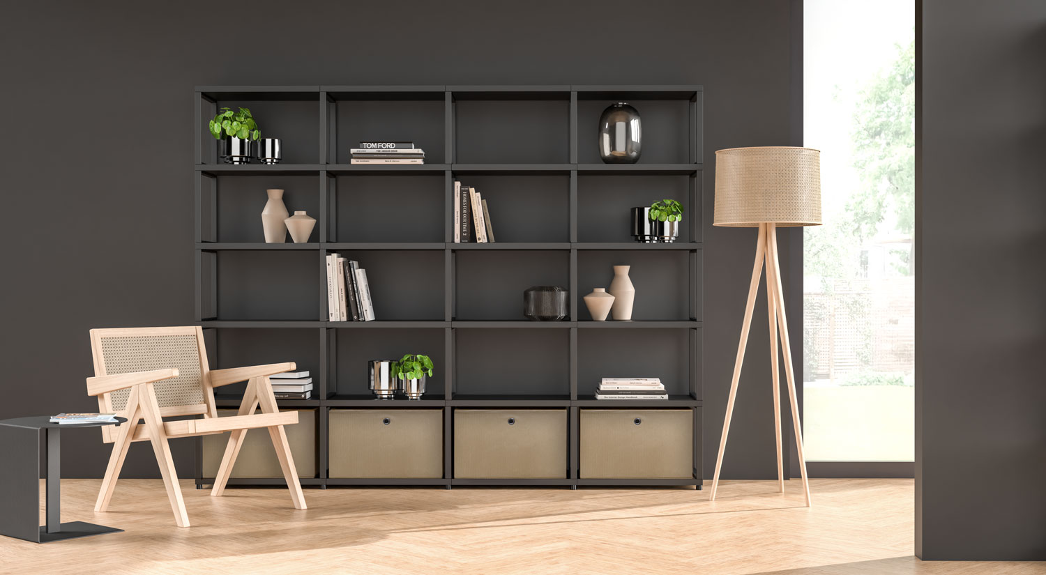 Étagère noire - MAXX avec cadre latéral en métal