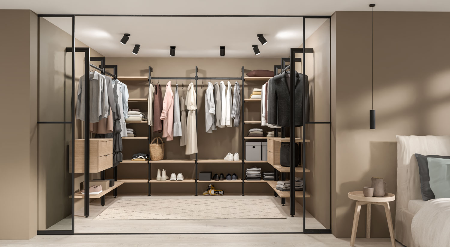 Étagères sur mesure - CLOS-IT meubles sur mesure chêne/noir pour le dressing Étagères sur mesure - CLOS-IT meubles sur mesure chêne/noir pour le dressing