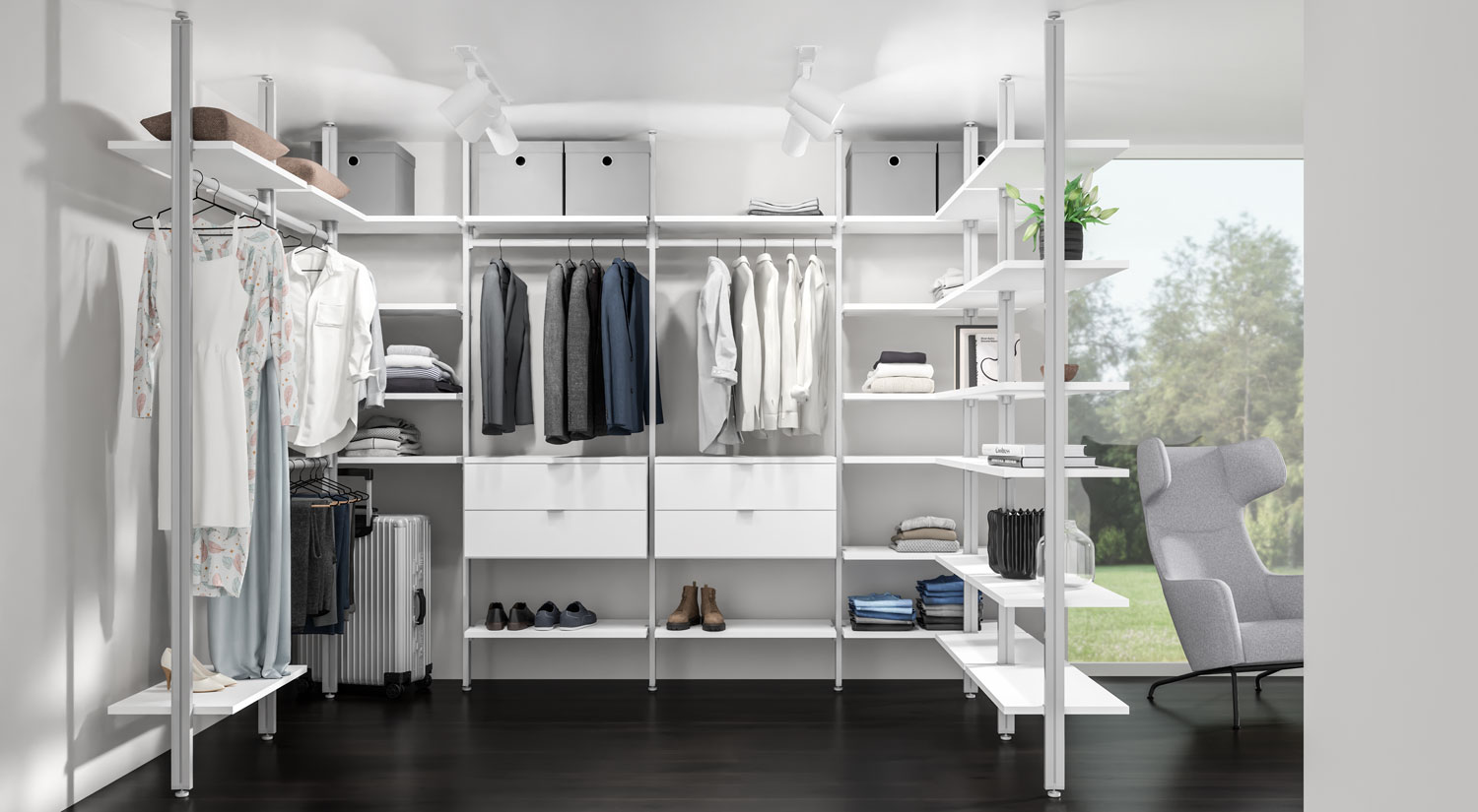 Dressing - CLOS-IT Système d'étagères pour dressing-room fixé au plafond