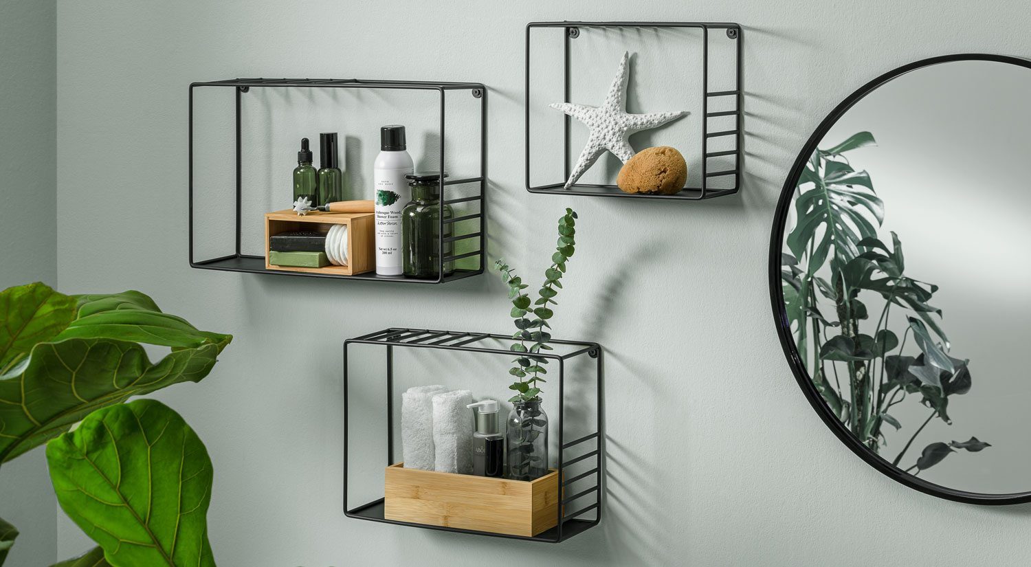 Étagère salle de bain - LYNN métal noir