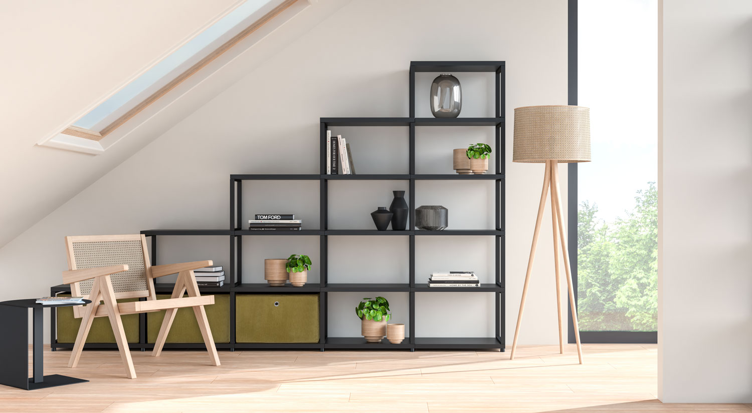 Étagère sous pente - MAXX etagere sous comble en noir métal