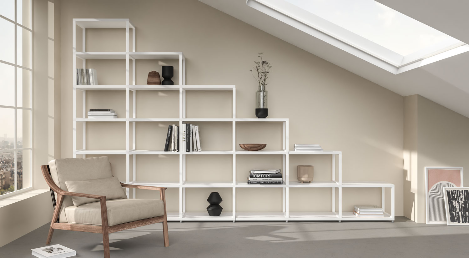 Étagère sous pente - MAXX meuble sous pente en blanc