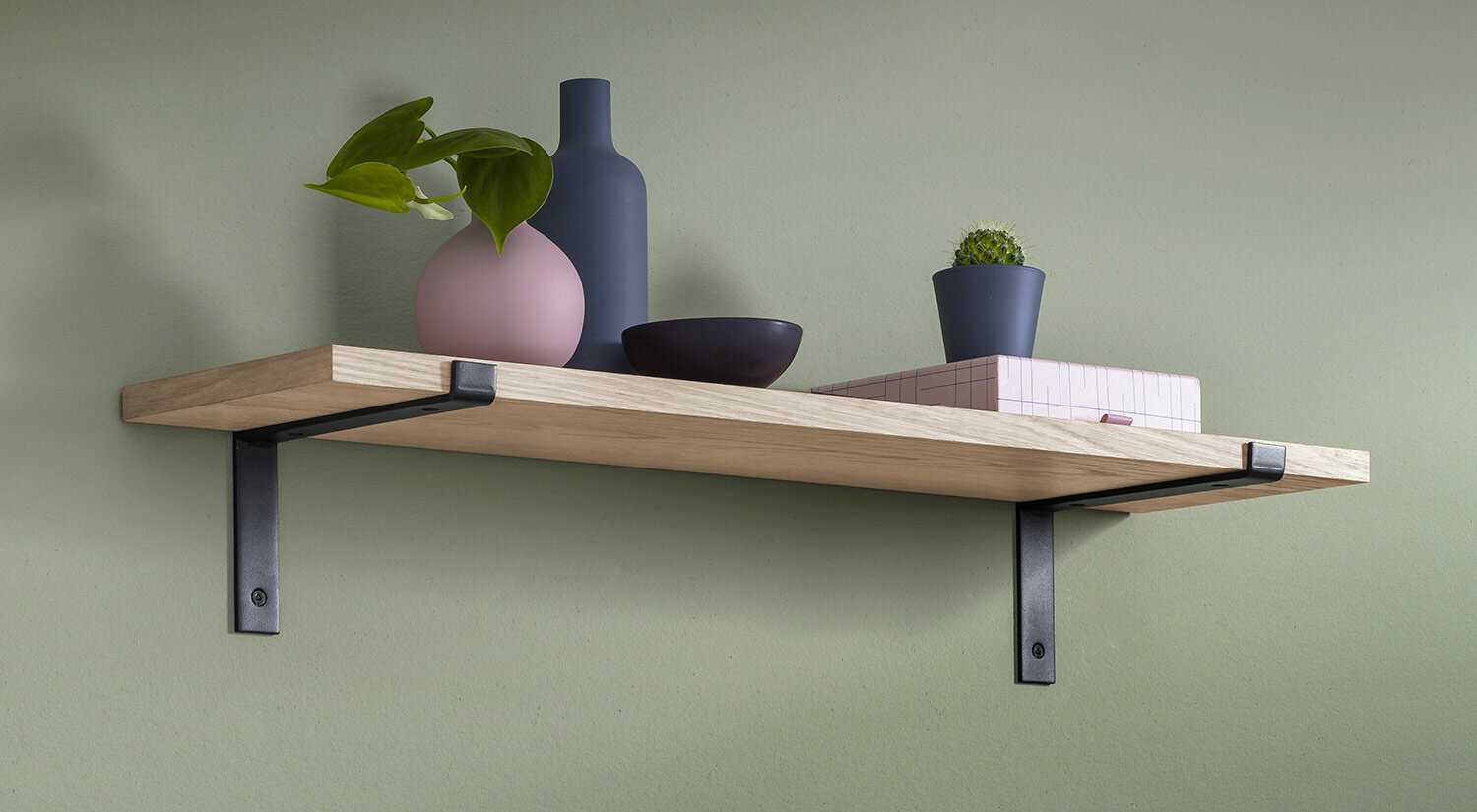 Wandboard Eiche - Schweberegal Holz Metall VINTAGE+LIP