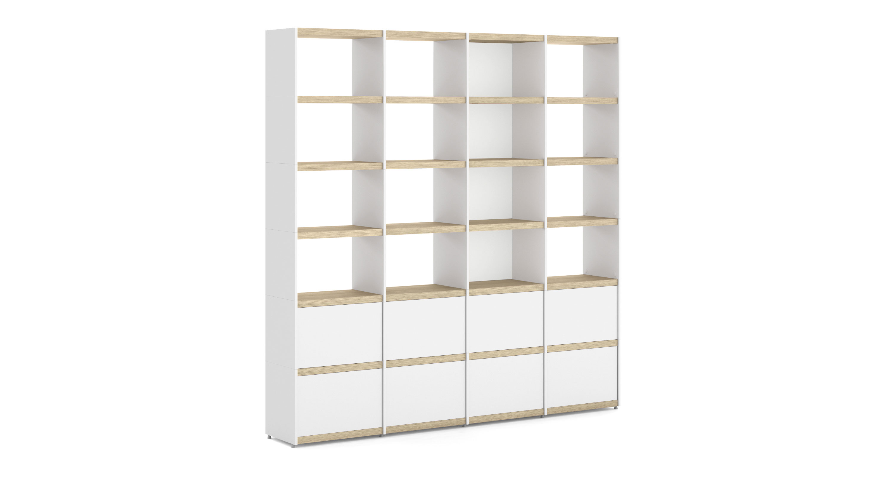 YOMO 4x6-P Bücherregal | 224x225x35 cm (LxHxT) | eiche/weiß