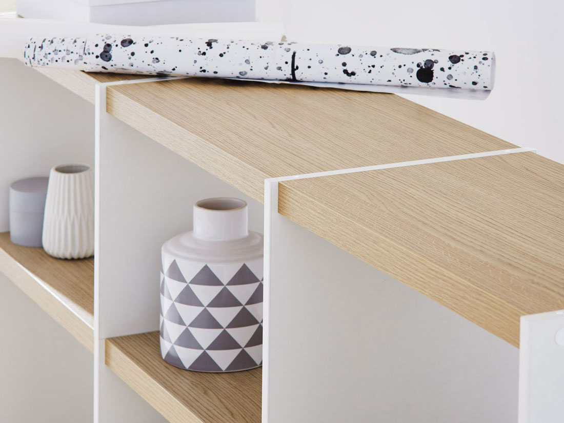 YOMO 6x4-P Shelving System | 335x152x35 cm | oak/white/stone