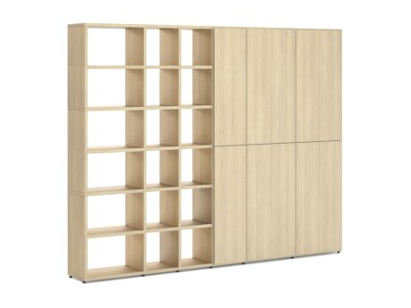 BOON Mix-6x6-P1 Bücherregal mit Türen | 281x218x35 cm | eiche