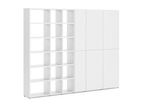 BOON Mix-6x6-P1 Bücherregal mit Türen | 281x218x35 cm | weiß