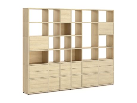 BOON Mix-6x6-P2 Regal mit Türen | 281x218x33 cm | eiche