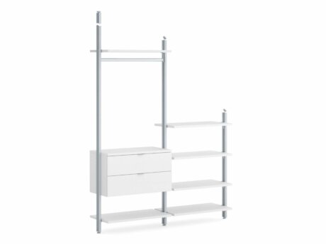 CLOS-IT D-205 Regal Dachschräge | 168x277/118x46 cm | weiß/silber