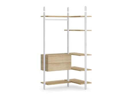 CLOS-IT D-208 Eckkleiderschrank | 130/86x277x46 cm | eiche/weiß