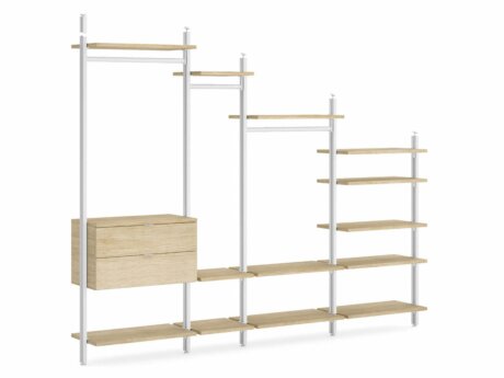 CLOS-IT D-355 Sloped ceiling wardrobe | 299x277/150x46 cm | oak/white