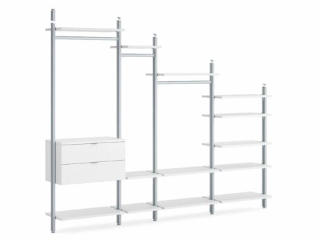 CLOS-IT D-355 Sloped ceiling wardrobe | 299x277/150x46 cm | white/silver