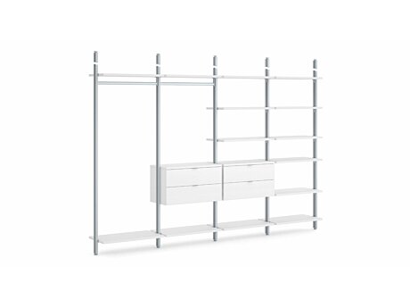 CLOS-IT D-404 Regalsystem | 333x277x42 cm (LxHxT) | weiß/silber