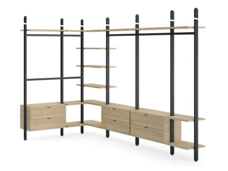 CLOS-IT D-606 Begehbarer Kleiderschrank | 177/298x277x46 cm | eiche/schwarz
