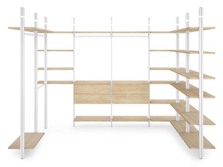 CLOS-IT D-806 Offener Kleiderschrank | 211/331x277x46 cm | eiche/weiß
