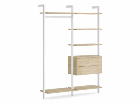 CLOS-IT W-204 Regalsystem Kleiderschrank | 168x228x46 cm | eiche/weiß
