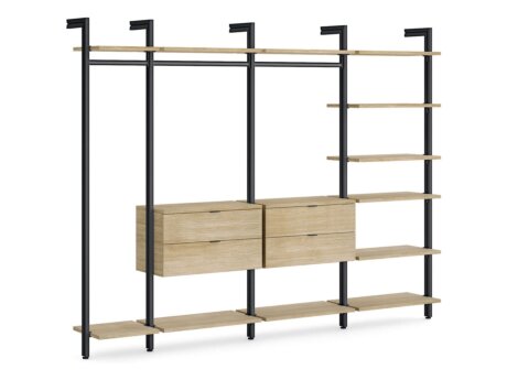 CLOS-IT W-354 Offener Kleiderschrank | 299x228x46 cm | eiche/schwarz