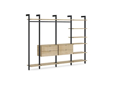 CLOS-IT W-354 Regalsystem Kleiderschrank | 299x228x46 cm (LxHxT) | eiche/schwarz