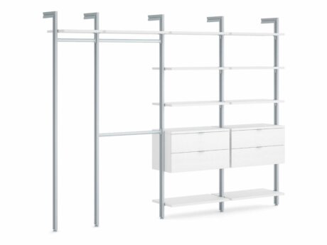 CLOS-IT W-357 Offener Kleiderschrank | 299x228x46 cm | weiß/silber