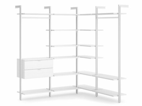 CLOS-IT W-408 Eckkleiderschrank | 212/168x228x46 cm (LxHxT) | weiß