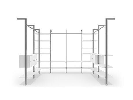 CLOS-IT W-808 Regalsystem Kleiderschrank | 212/331x228x46 cm (LxHxT) | weiß/silber