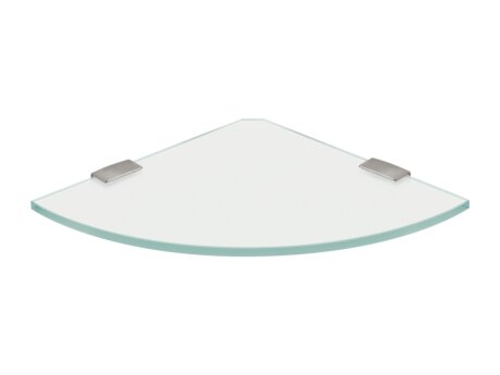 CORNER+FLAC Eckregal Glas | 30x30 cm | satiniert/edelstahl-optik