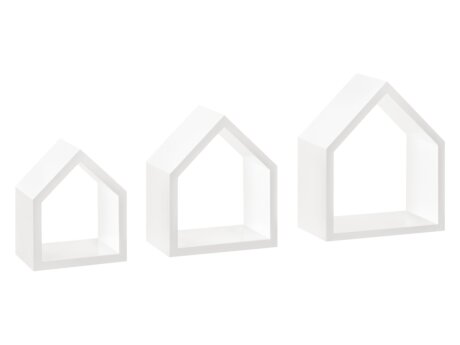 COTTAGE Wandregal Haus | 3 Stück | weiß