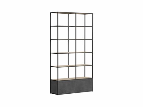 LIUM L-2x6-P Black Metal Shelf | 113x208x36 cm | oak/black
