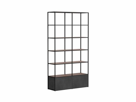 LIUM L-2x6-P Black Metal Shelf | 113x208x36 cm | walnut/black