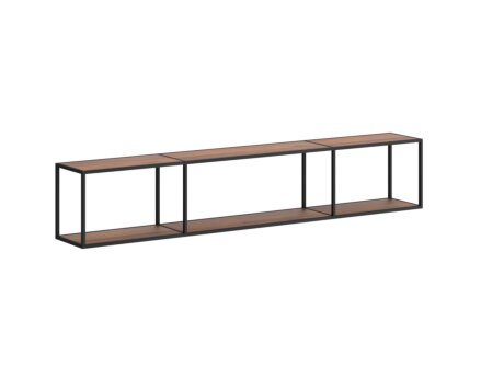 LIUM MIX-3x1 Hängeregalsystem | 200x37x27 cm | nussbaum/schwarz
