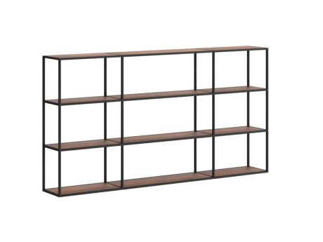 LIUM MIX-3x3 Hängeregalsystem | 200x105x27 cm | nussbaum/schwarz