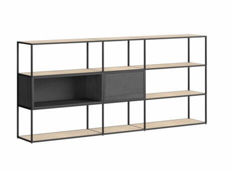 LIUM MIX-3x3-P Living Room Shelf | 232x105x36 cm | oak/black
