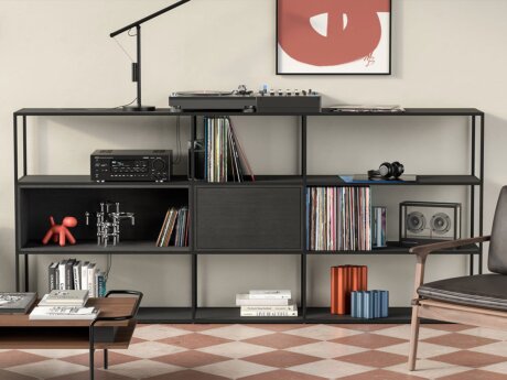 LIUM MIX-3x3-P Living Room Shelf | 232x105x36 cm | ash black/black