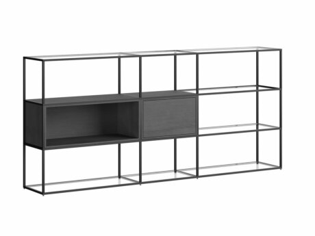 LIUM MIX-3x3-P Living Room Shelf | 232x105x36 cm | clear/black