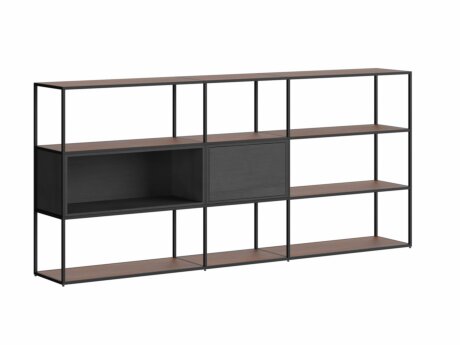 LIUM MIX-3x3-P Shelving Unit | 232x105x36 cm | walnut/black