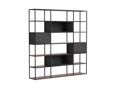 LIUM MIX-3x6-P Shelving Unit | 200x208x36 cm | walnut/black